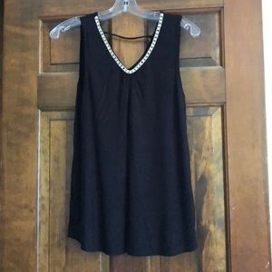 Flowy Cable and Gauge jewel trimmed blouse.